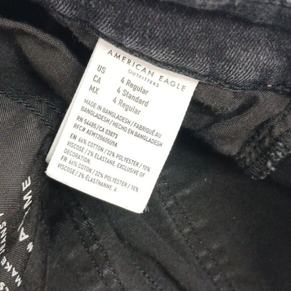 American Eagle Jeans Womens Size 4 Curvy High Rise Jegging Black Distressed - Picture 7 of 7